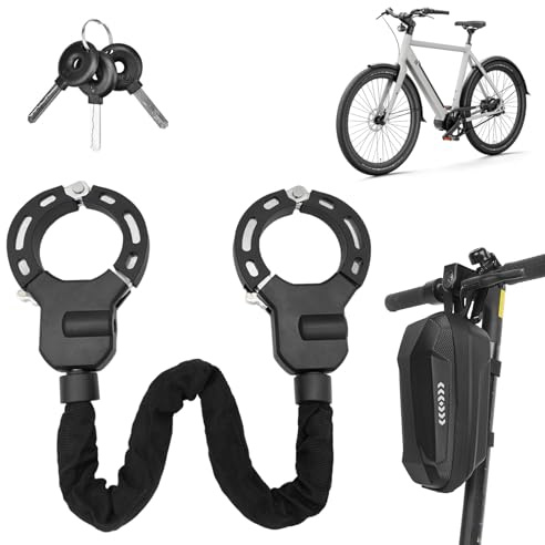 MFUSUL Candado Patinete Electrico, Candado Bicicleta, Candado Antirrobo para Scooters con 3 Llave y Bolsa Impermeable, Alta Seguridad Antirrobo Cadena para Patinete Eléctricas, Motos