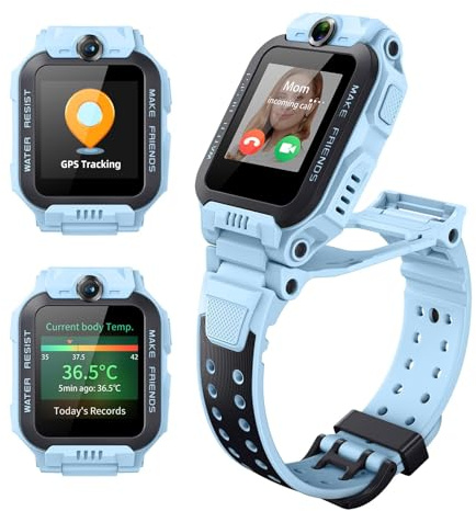 imoo Watch Phone, Smartwatch 4G per bambini con videochiamate HD, Smartwatch per bambini con GPS e monitoraggio in tempo reale, resistenza all'acqua IPX8 (Z7, Blu Chiaro)