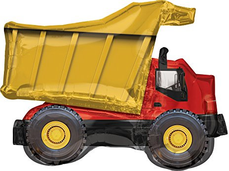 Amscan 3538901 - Super Shape Folienballon Kipplaster, Größe 81 x 63 cm, Volumen 40 Liter, Heliumballon