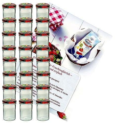 MamboCat 25er 435 ml Sturzglas-Set | Einmachgläser + Twist-Off-Deckel Obst + GRATIS Rezeptheft | einkochen & konservieren | backofengeeignet