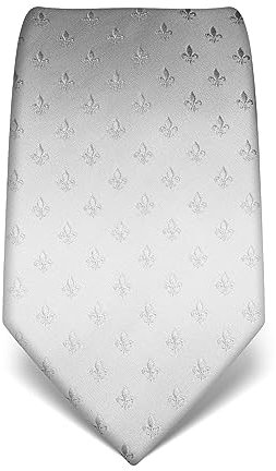 Vincenzo Boretti Herren Krawatte reine Seide Fleur-de-Lis Muster edel Männer-Design zum Hemd mit Anzug für Business Hochzeit 8 cm schmal/breit weiß