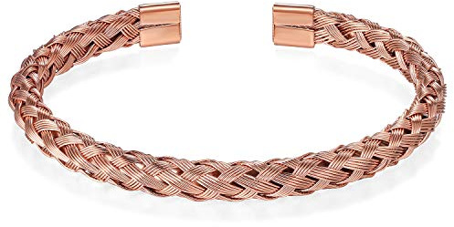 JewelryWe Herren Damen Armreif Edelstahl Verdrehten Stahlkabel Armband Offen Armspange Silber/Gold/Rosegold