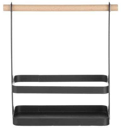 HENDI Table Caddy, mit Holzgriff, Besteckbehälter, Behälter, Nicht geeignet für Waschmaschine, 230x100x(H0240mm, Edelstahl, Schwarz