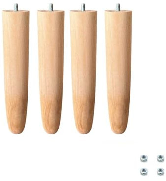 Cortassa Lot de 4 Pieds pour sommier à Lattes universels en Bois de hêtre (22 cm), Marron