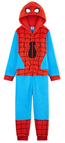 Marvel Pigiama Intero Bambino Spiderman Pigiamone Tutina di Pile Bambini (Rosso/Blu, 7-8 Anni)
