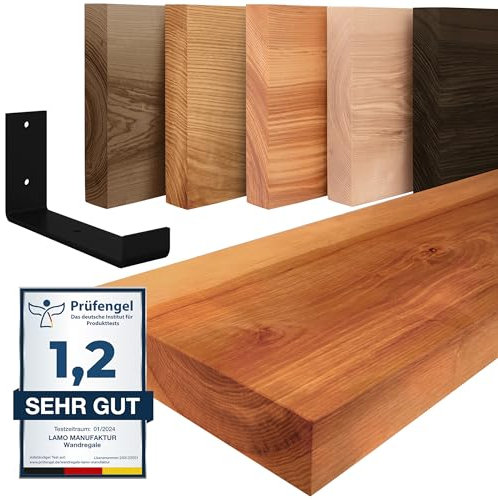 LAMO Manufaktur mensola in legno, mensola pensile Industrial, scura/Nero 40cm, LWG-01-A-004-40JS
