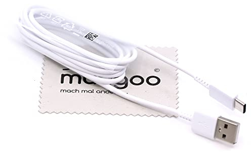USB-C Ladekabel 15W 1m für Samsung Galaxy S10 S10 Plus S10e mit mungoo Tuch | USB-C, 15W, 1m, Weiß, für S10/S10 Plus/S10e/S9/S9 Plus/S8/S8 Plus/Note 9, Ersatz für RT-DLC-C215-WW, mit mungoo Tuch