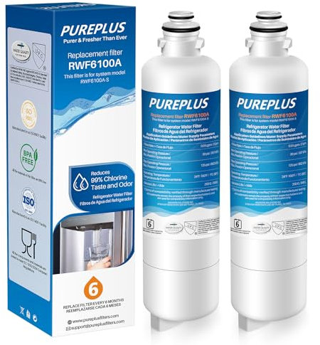 PUREPLUS BORPLFTR50 Ersatz für Bosch 11025825 Ultra Clarity Pro Kühlschrank-Wasserfilter, kompatibel mit 12033030, 12028325,11025825, BORPLFTR55, WFC100MF, B36CT80SNS, B36CL80ENS, 2 Stück