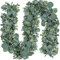 SOMYTING 2 Guirnaldas Artificiales de Eucalipto con Hojas de Sauce Hojas Verdes Flores Blancas Guirnaldas de Plantas Colgantes para Fondo de Boda Decoración Camino Mesa
