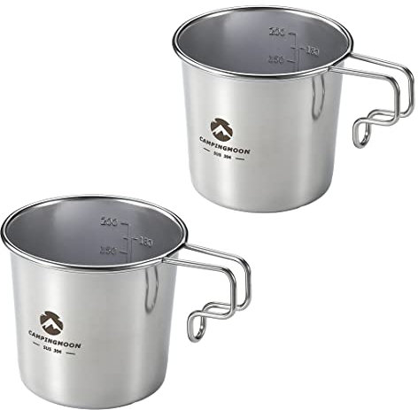 CAMPINGMOON 304 Stainless Steel Small Little Camping Beer Mug Cup 7oz, 210ml S-190 (2pc set)