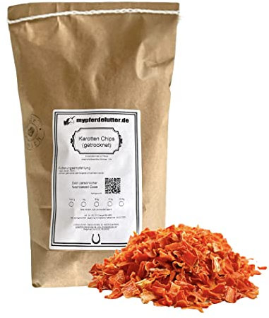 mypferdefutter Karottenchips für Pferde - ohne Zusätze - als Leckerli oder zur Verfeinerung des Futters (1000 g)