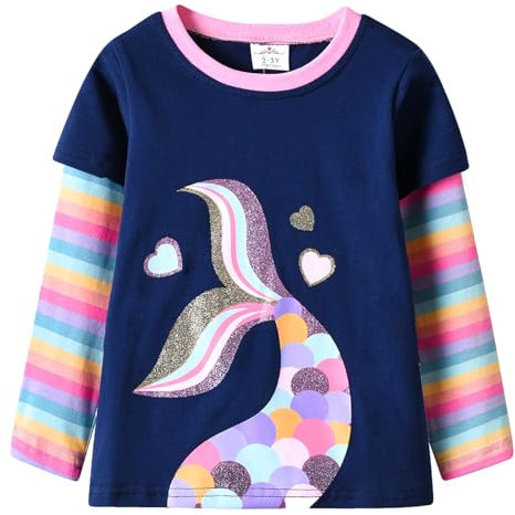 VIKITA Mädchen Baumwolle Langarm T-Shirt Top L3110 5T