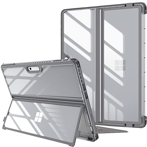 Fintie Hülle für Microsoft Surface Pro 11/10 / 9/9 5G (2024-2022) 13 Zoll, Stoßfeste Robuste Hartschalen Schutzhülle mit Original Ständer, Type Cover Kompatibel, Grau