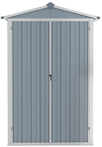 Keketa Gartenhaus Gartengeräte Gartenhaus aus verzinktem Stahl Grau 107,5 x 46 x 183 cm mit Belüftungsschlitzen und Schutz vor Schmutz, Staub, Wind und Wetter