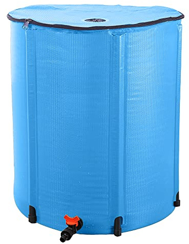 Collapsible Rain Barrel,Portable Rain Barrel Water Tank,Rainwater Collection System Storage Container,Water Collector Barrels Include Two Spigots and Overflow Kit (Blue,50 Gallon)