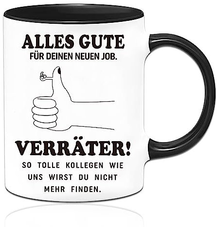 Sugeru Tasse - abschiedsgeschenk kollegen mit Spruch Alles Gute für Deinen neuen Job - Geschenk zum Abschied | kleine geschenke abschied kollegen | Glossy Emaille Tasse (A)