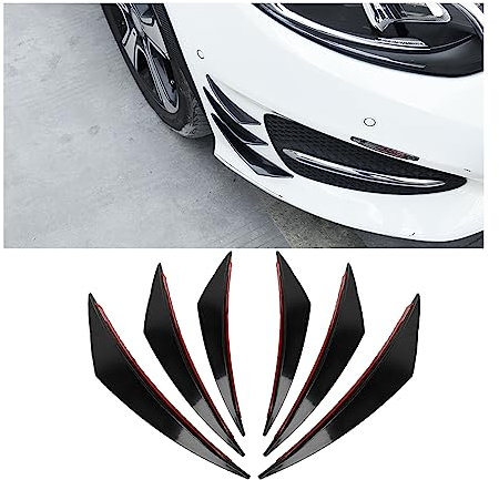 JNNJ 6 Stücke Universal Auto Front Bumper Lip Splitter, Auto Frontstoßflosse Spoiler Canards Refit, Auto Frontstoßstange Windmesser Trims Front Bar Universal(Schwarz)