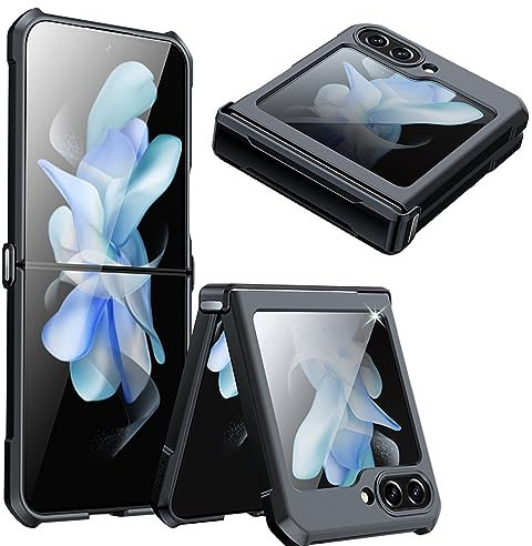 TECHGEAR for Samsung Galaxy Z Flip 5 Screen Protector & Hinge Case, Premium Fusion Tough Rugged [Hinge Protection Cover] [Screen Protector] Slim Heavy Duty Case For Samsung Galaxy Z Flip 5 Black