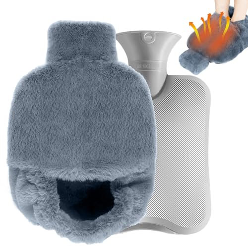 Fußwärmer Ohne Strom 2L, Sentasi Fusswärmer Erwachsene Länge 36cm, Fusswärmer Für Erwachsene Kinder, Ultraweiches Winter Warme Füße, Foot Warmer Grau