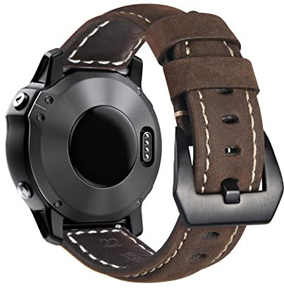 KUWAI Armband für Garmin Forerunner 55 Armband Vintage PU Leder Armband für Garmin Forerunner 55 Armband Ersatzgurt Loop Band kompatibel mit Garmin Forerunner 55 Armband (C)