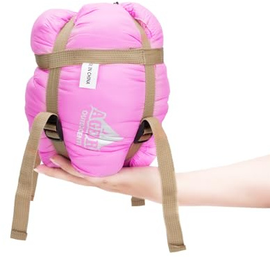 Agemore Schlafsack Leichte 3 Saison Schlafsack Hülse Form Mit Kapuze für Camping Wandern Trekking Links und rechts können zusammengefügt