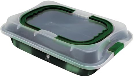 BERLINGERHAUS Backblech mit tragbarem Deckel 36,5 x 24,5 cm Emerald Collection BH-7843 - Backform mit Deckel, tragbares Ofenblech, Küchenzubehör in Smaragdgrün
