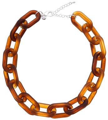 Leslii Damen-Kette Glieder-Kette Statement grobe Glieder Collier Modeschmuck-Kette kurze Kette (Braun)