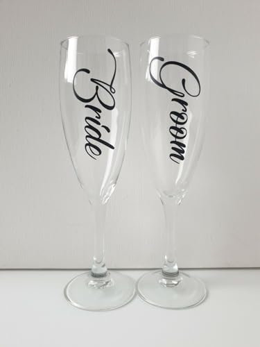 Bride Groom Vinyl Decal Sticker Wine Glass Cup Mug Wedding Hen Stag Gift Unique Personalised Custom No Glasses Included