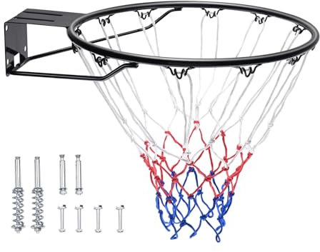 VEVOR Basketballkorb Hangring Basketballring 485 mm, Basketball Basketballring Netz 595 x 485 x 120 mm Qualität-und Sicherheitsgeprüft Indoor & Outdoor, Universal Stabiler Basketballkorb Orange