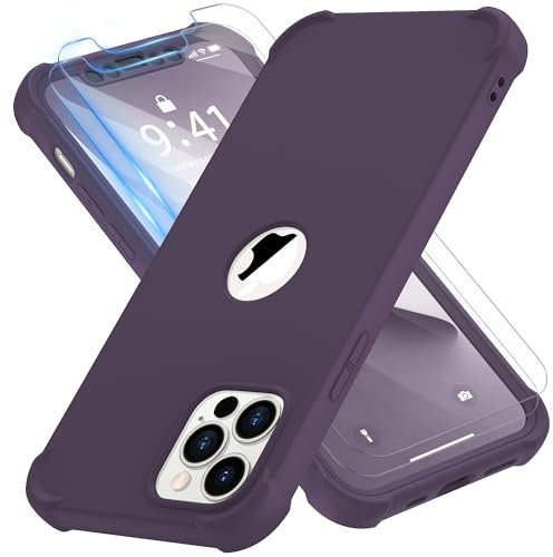 ORETECH for iPhone 12 Pro Max Case, with [2 x Screen Protectors] [10 Ft Military Grade Drop Test] [Camera Protection] 360° Shockproof Slim Thin Phone Case iPhone 12 Pro Max Cover 6.7 - Deep Purple