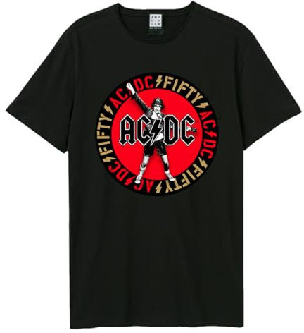 Amplified Unisex Jubiläums Band T-Shirt - 50 Jahre ACDC - Red Angus, Schwarz, M