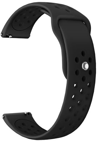 WalkerFit Bracelets de Montre en Silicone 20 mm, Respirant à Fermeture Rapide, Bracelet de Rechange Étanche Pour Montre Intelligente, Noir
