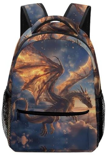 VesFy Drache Große Kapazität Rucksack Tier Ranzen Daypack Buchtasche Büchertasche Für Jungen Mädchen One Size