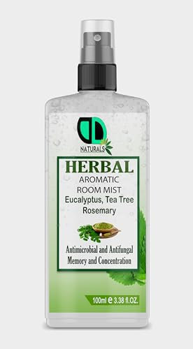 Herbal Aromatic Room Spray | Air Freshener for Home, Car & Office, Long-lasting Fragrance, Smoke free, Non-Toxic, Pillow Mist Spray 100ml (Eucalyptus, Tea Tree, and Rosemary Essential Oils)