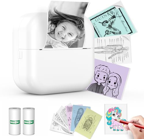 ETROBOT Impresora portátil Mini de Pegatinas Bluetooth de la máquina de Etiquetas terobot para Personalizar Etiquetas de Pegatinas, Compatible con iOS y Android