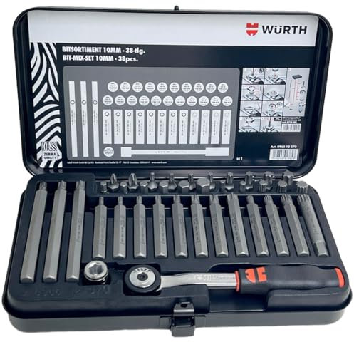 Würth Zebra Bit Sortiment 3/8 Zoll 10mm Ratsche 38tlg Torx Vielzahn TX 096512370