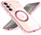 Keteen Coque de protection pour Samsung Galaxy S24 - Magnétique - En silicone TPU flexible et galvanisé - Résistante aux chocs et aux rayures - Rose