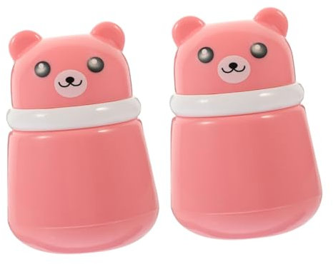 LALADEFIEE 2pezzi Contenitore Per Talco Bear Bottiglia Per Polvere Con Puff Scatola Per Uso Domestico e Viaggio