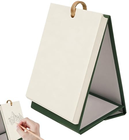 JANKOW Cuaderno de bocetos de cubierta de bricolaje, mini cuaderno de bocetos para dibujar, calendario de escritorio en blanco, libro 3D pintado a mano al óleo pastel, para tomar notas, pintura,