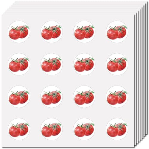 CREATCABIN 128 Stück Tomaten Planer Aufkleber Lebensmittel Helm Aufkleber Selbstklebend Wasserfest Runde Punkte Cartoon Aufkleber Massenaufkleber Für Scrapbooking Kalender Wasserflaschen Laptops 2.5cm