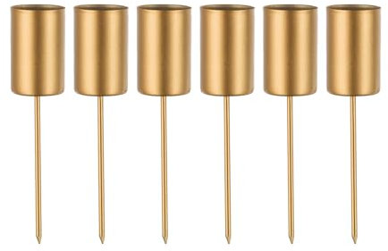 Stabkerzenhalter 6Stk, Metall-Kerzenständer, Adventskranz Kerzenständer, Weihnachtskranz Stabkerze, Weihnachtskranz-Kerzenhalter (Gold)