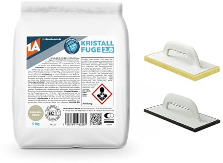 1A Kristallfuge 2.0 Bahamabeige 5kg + 1x Fugbrett Moosgummi + 1x Fliesenwaschbrett 30mm – Alles für präzises Verfugen und gründliche Reinigung Ihrer Fliesen in einem Set