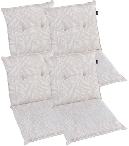 BURI 4X Gartenstuhlauflagen Niedriglehner 92,5x47cm I extra 8cm Dicke Komfort Sitzauflagen I Made in Europe I Stuhlauflagen für Niederlehner Gartenstuhl I Polster für Gartenmöbel I Beige