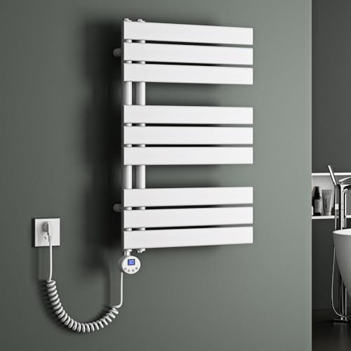 Mai & Mai Badheizkörper Handtuchheizkörper Badheizung Heizkörper bad 76x50 cm in Weiß Seitenanschluss Handtuchhalter Handtuchwärmer mit Heizstab 600W