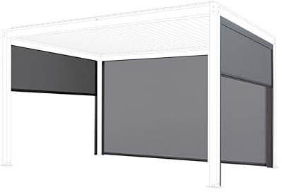 SIMPO LIFESTYLE Seitenvorhänge für SIMPO LIFESTYLE Lamellendach-Pergolen Aus Aluminium und Textilien UV-Schutz Sichtschutz Stufenlos verstellbar (Grau, 4m)