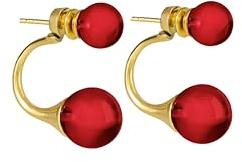 Amber by Mazukna Ohrstecker für Damen - 24K Vergoldetes Silber | Doppel-Kugel Design Ohrringe mit natürlichen Baltischen Bernsteinstücken, leichtes Schmuckgeschenk für den Alltag