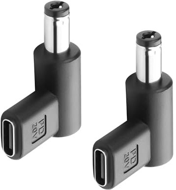 GINTOOYUN 2PCS 20V DC Power Connector Adapter 90 Grad Winkel Buchse USB C auf Stecker DC 5.5mm x 2.1mm Konverter 20V USB Typ C Eingang auf DC5521 Ausgang Adapter (20V)