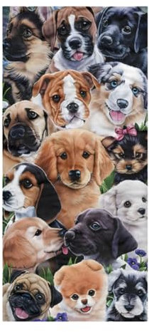 CAIRF 75x150cm Strandtücher mit Hundemuster,Hundemotiv Handtuch für Hundefans,Großes Badetuch für Reisen Fitnessstudio Sauna,Schnelltrocknend Mikrofaser Strandtuch,Welpen Tier Bunte Strandhandtuch C