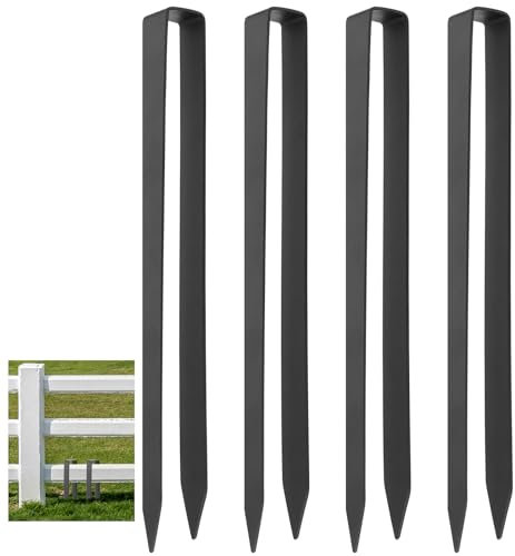 Bodenanker für Rosenbogen Schwarz 30CM U-Förmige Erdanker für Garten Unkrautvlies Kunstrasen Rankhilfe Trampolin(4 Stück)