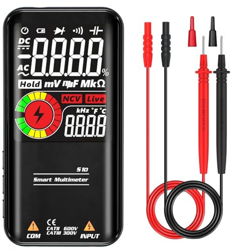 Digital Multimeter mit farbigem LCD-Display, Smart Meter Lesekopf, Sn60Pb40-Technologie, Testboy-Präzision. für Spannungsprüfer, Widerstand, Hz, Diode, Kapazität, Duty Cycle & Live-Check.